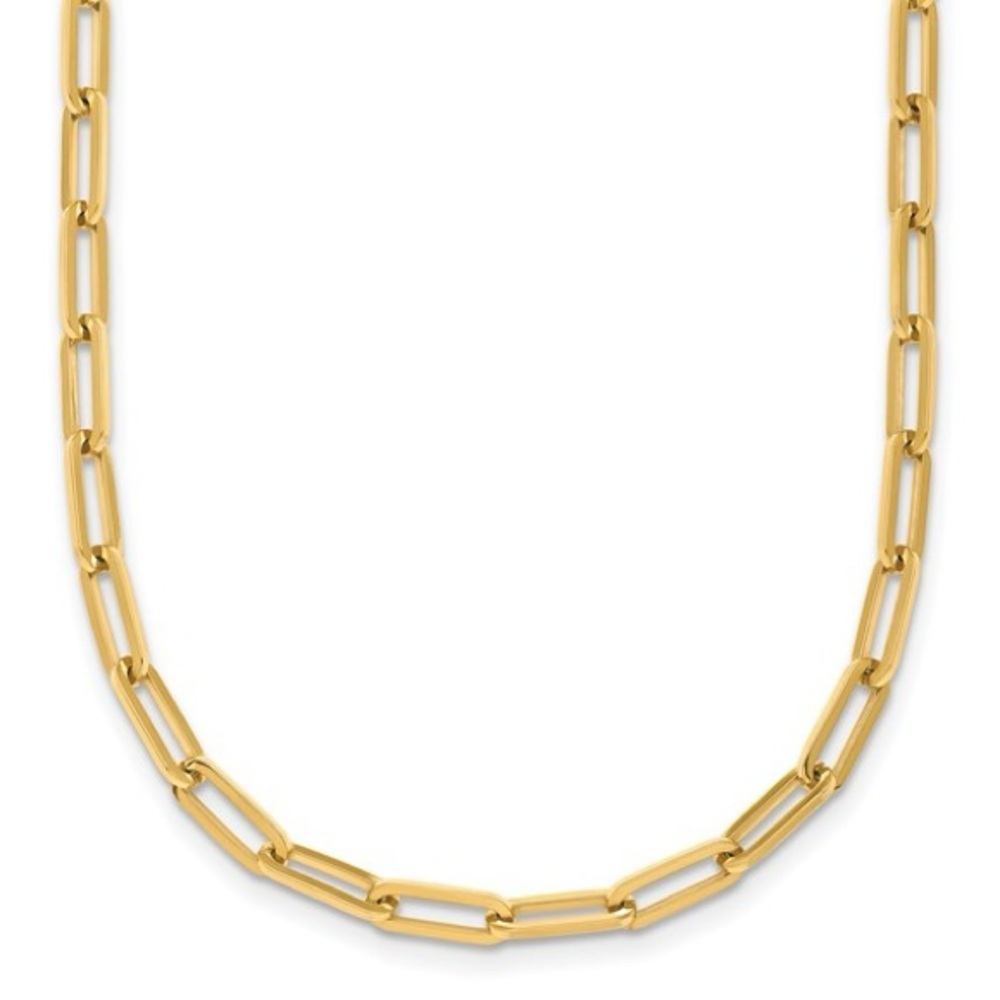 Solid 14k gold paperclip necklace, 20 inches long